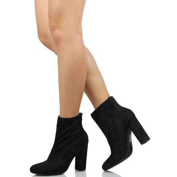 Size 9 Taupe Faux Suede High Top Block Heel Ankle - Picture 7 of 7